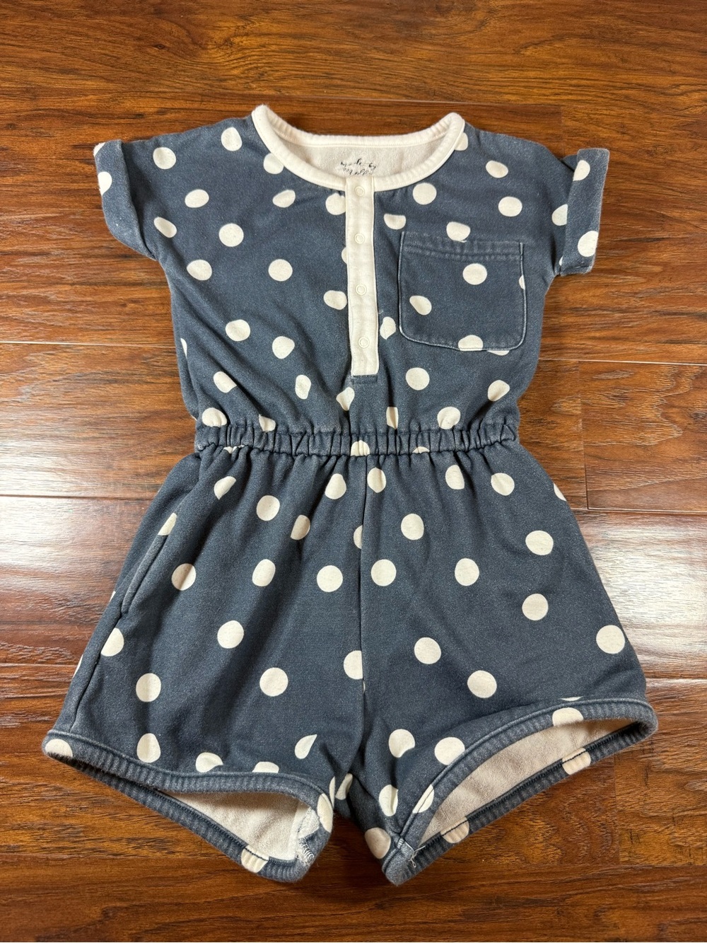 Girls Made by Molly Navy Polka Dot Swim Coverup Romper